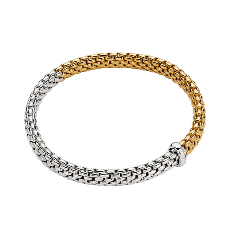 01M02B2_BB_2_XBX_00M  Diamond Bracelet In 18 Karat White & Yellow Gold